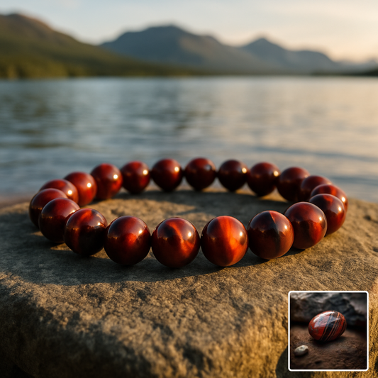 Rött Tigeröga Armband