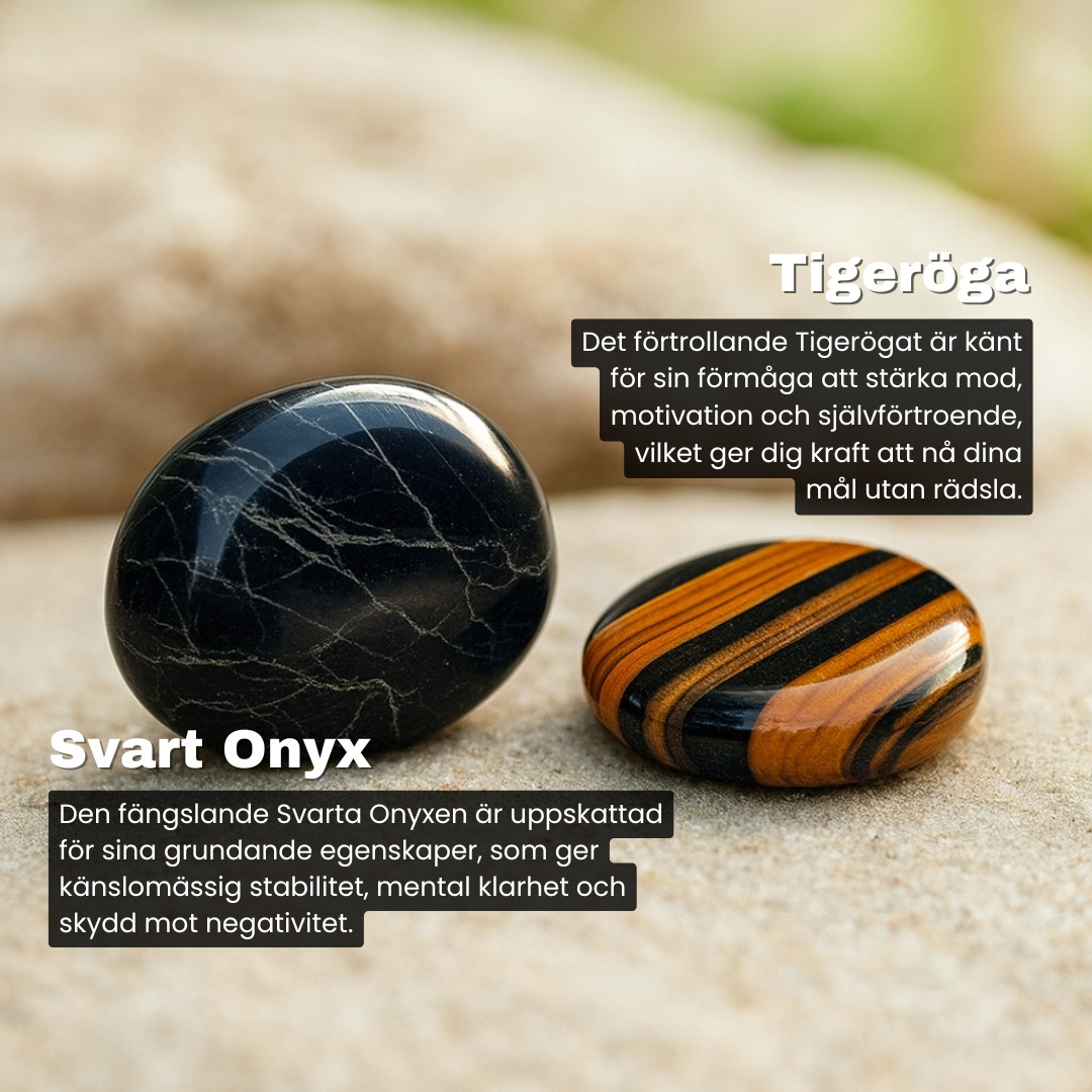 Svart Onyx & Tigeröga - Armband